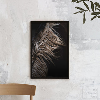 Fine art equine photography of a horse mane by Lara Baeriswyl - wall art print mockup