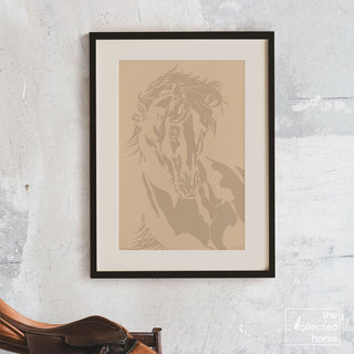 minimalist equestrian painting "hans" by sara ceraldi - print mockup