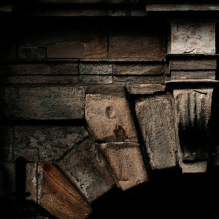 Fine art photography print of a grey horse in front of a medieval castle by Anna Archinger - castle detail