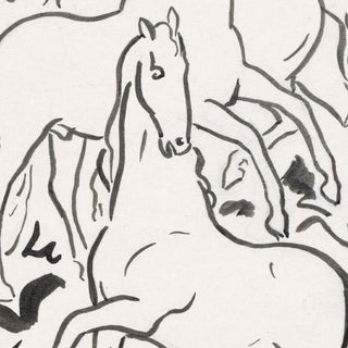 Vintage modernist equestrian painting of 3 horses by Leo Gestel - horse head detail