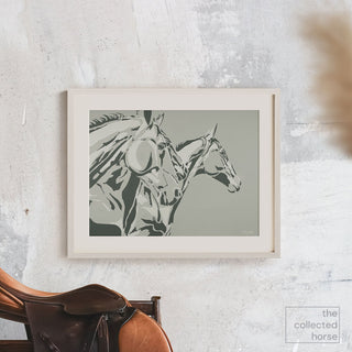 equestrian horse art print "three horses" by sara ceraldi - wall art mockup
