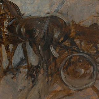 Expressive vintage painting of horses pulling a carriage by Giovanni Boldini - carriage detail