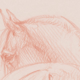Soft warm minimalist equestrian art sketch of a horse by equine artist Danielle Demers - sketch detail