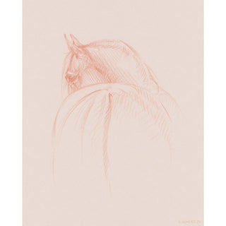 Soft warm minimalist equestrian art sketch of a horse by equine artist Danielle Demers
