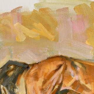 Colorful painterly horse art print of a bay horse in motion by equine artist Jennifer Pratt - brush stroke detail