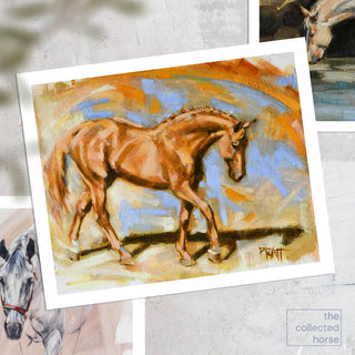 Colorful equine wall art print of a chestnut horse by Jennifer Pratt