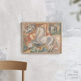 Vintage modernist painting of horses in a landscape in pastel colors by Leo Gestel - canvas wall art print mockup